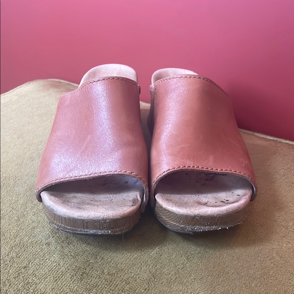 Dansko Women's Leather Slide block heal Sandals